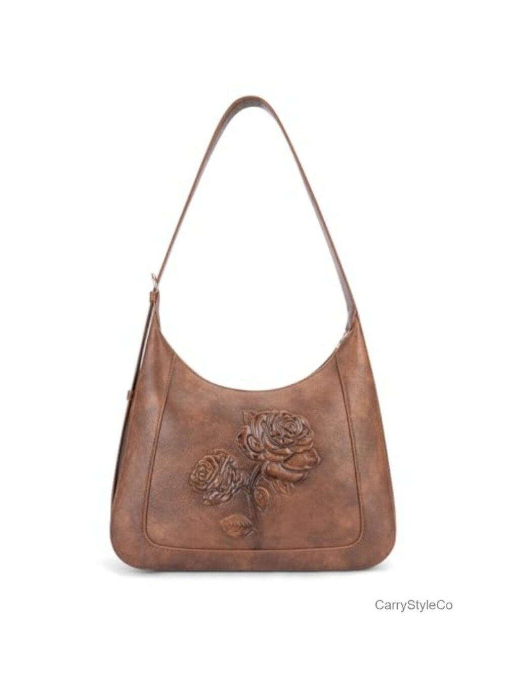 Small Embossed Vegan Leather Hobo Shoulder Bag Women Adjustable Strap